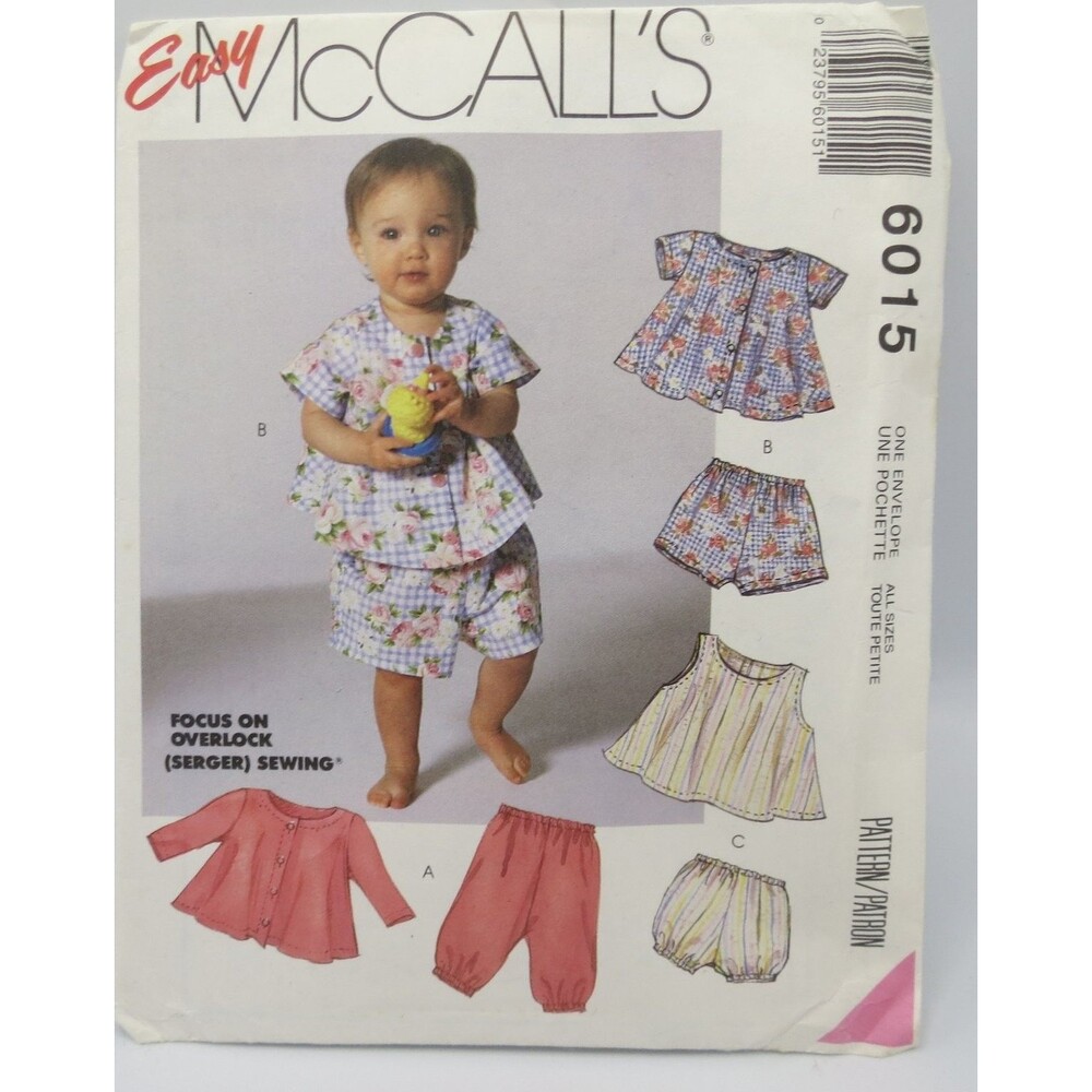 McCall's 6015 Infant's Top Pants Shorts Bloomers ALL SIZES 90s Serger